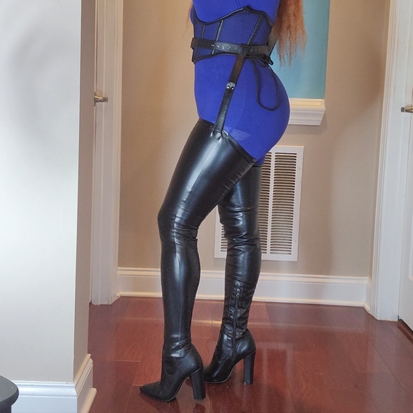 Crotch high super high chunky heel boots - Picture 5 of 8